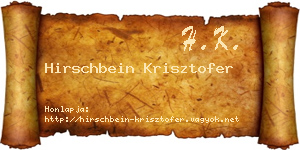 Hirschbein Krisztofer névjegykártya